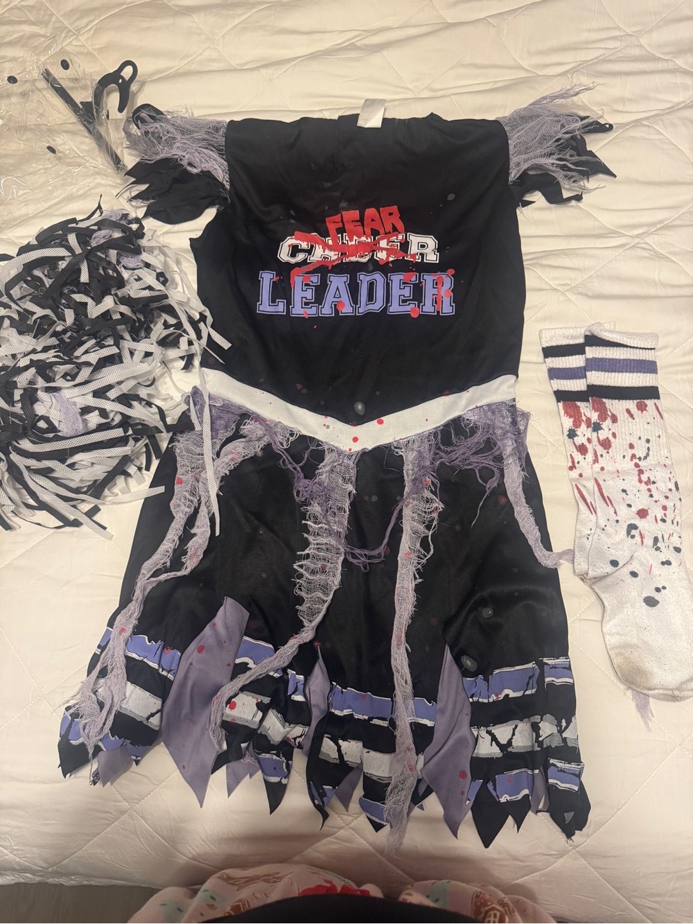 Kids Black & Purple 'Fear Leader' Cheerleader Costume - Halloween